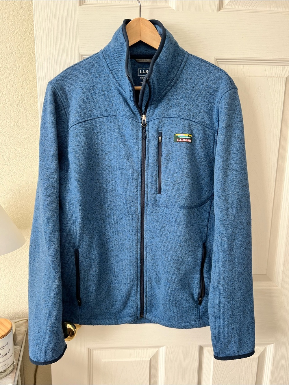 L.L. Bean Men's Blue Full-Zip Fleece Jacket Slightly Fitted Medium